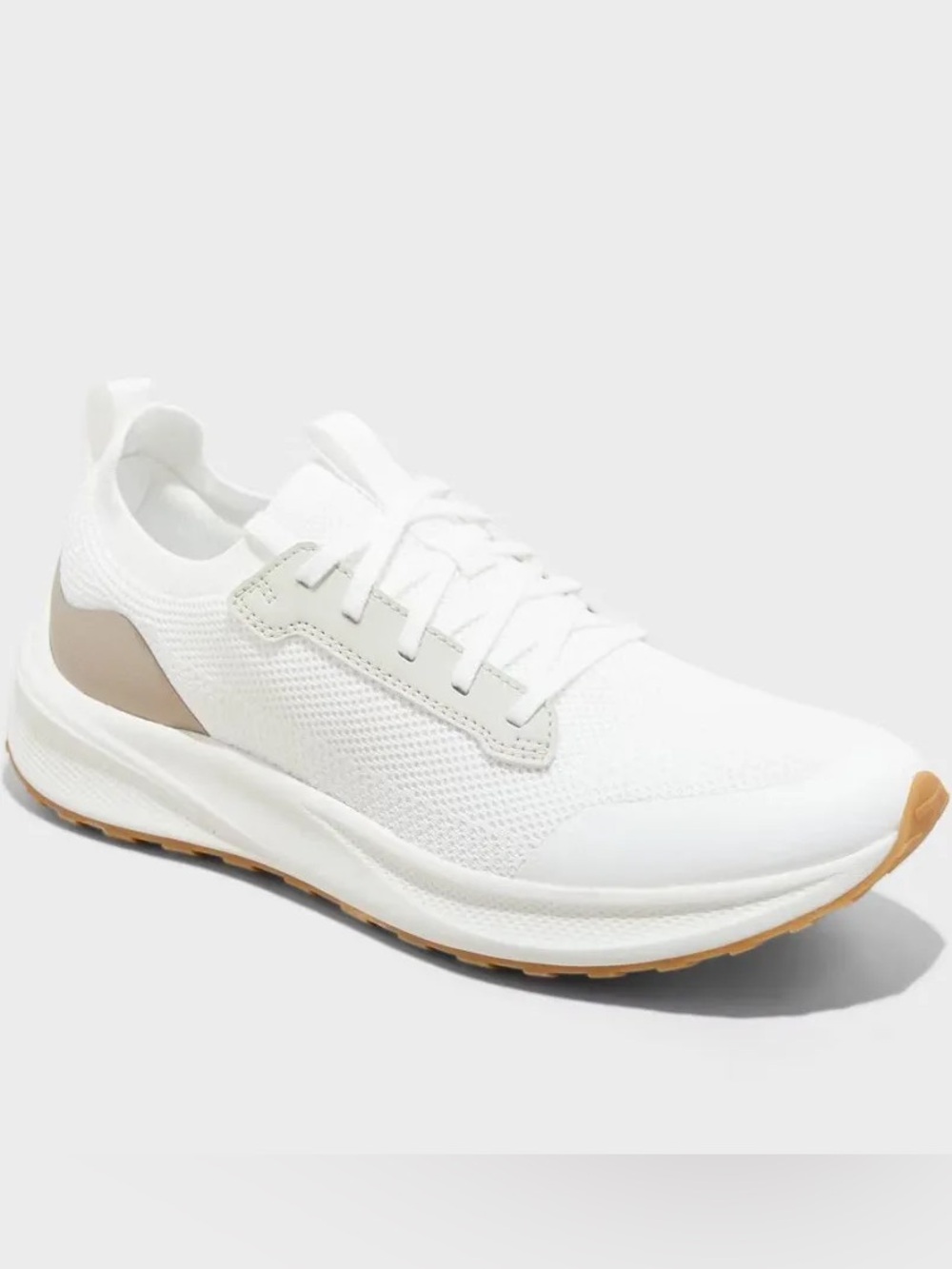Goodfellow & Co White Knit Sneakers with Tan and Gum Accents